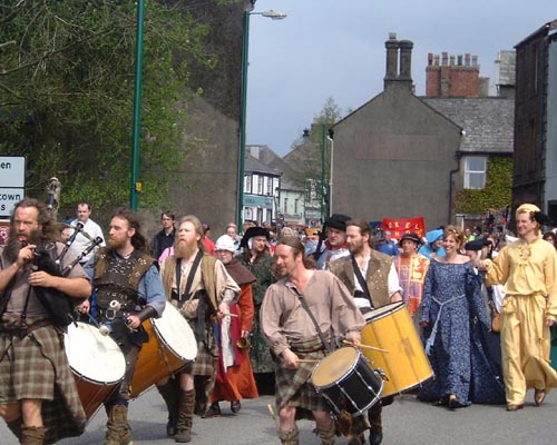 The parade today (Saturday) as Egremont 2002 Medieval Festival kicked off...more pictures tomorrow..